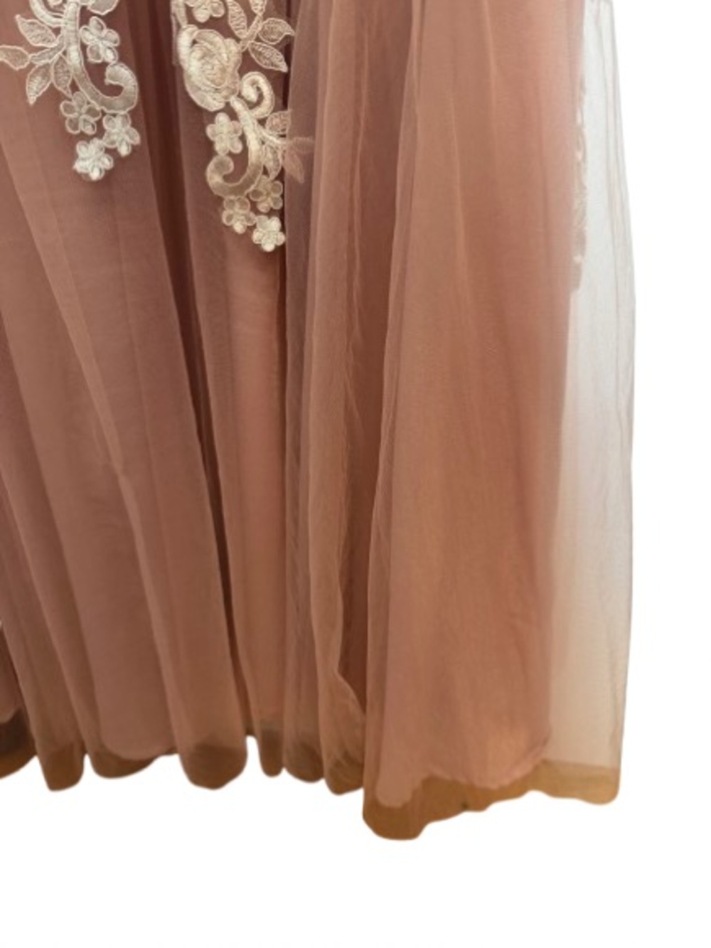 JJs House Blush Pink & White Floral Lace Embroidery Dress Gown With Tulle Skirt - Picture 4 of 12